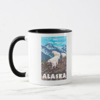 AlaskaMountain Goats Vintage Travel Poster
