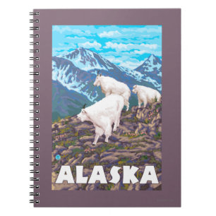 AlaskaMountain Goats Vintage Travel Poster Notebook
