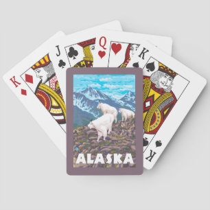 AlaskaMountain Goats Vintage Travel Poster Playing Cards