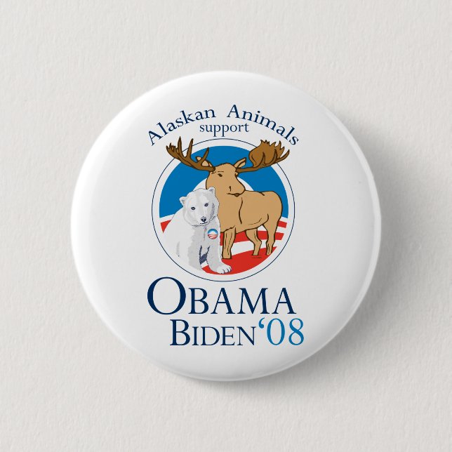 Alaskan Animals for Obama Button (Front)