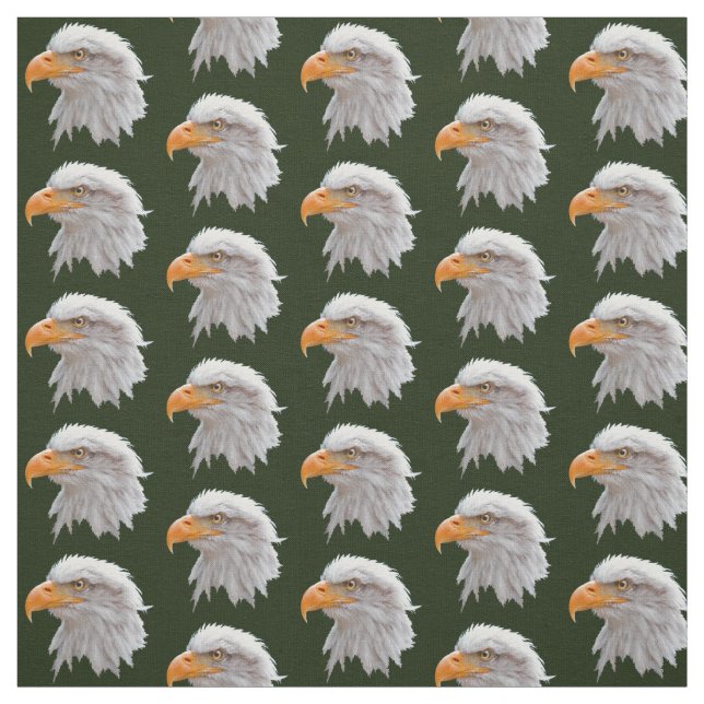 Alaskan Bald Eagle Fabric (Dark Green) (Swatch)