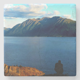 Alaskan Bay Sunset Stone Coaster