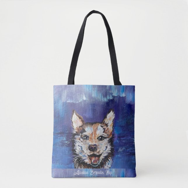 Alaskan Borealis Pup Tote Bag (Front)