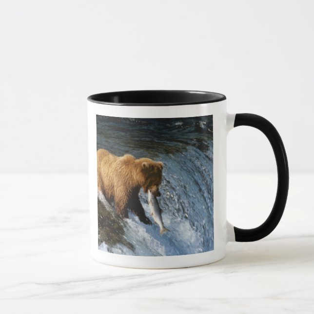 Alaskan Brown Bear Catching Salmon at Brooks Mug (Right)