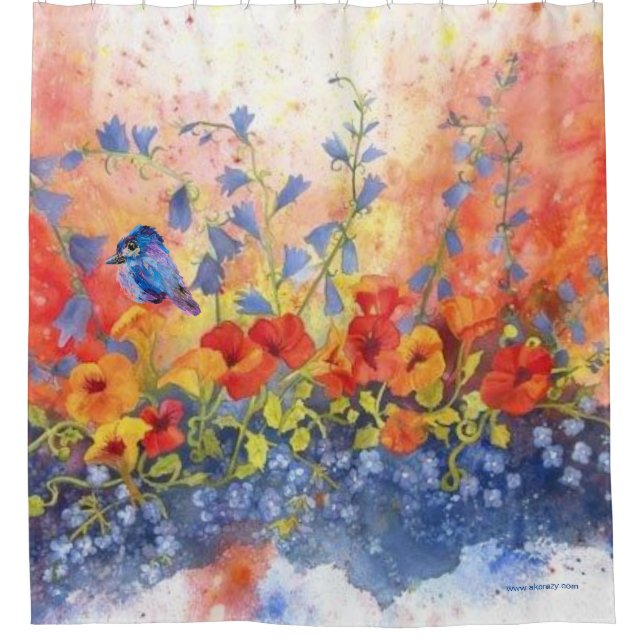 Alaskan Chick with Petunia Party shower curtain (Front)