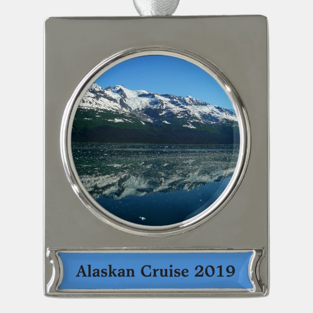 Alaskan Coastline Beautiful Nature Photography Silver Plated Banner Ornament (Front)