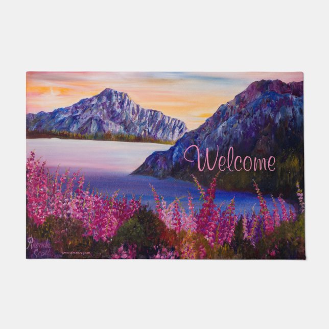Alaskan Cotton Candy Mountain Doormat (Front)