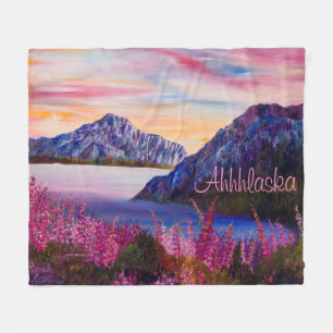 Alaskan Cotton Candy Mountain Fleece Blanket