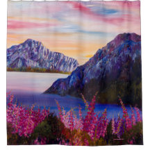 Alaskan Cotton Candy Mountain Shower Curtain