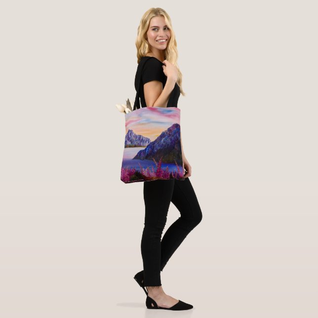 Alaskan Cotton Candy Sunset Tote Bag (On Model)