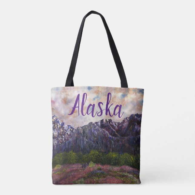 Alaskan Cotton Candy Sunset Tote Bag w_ALASKA (Back)