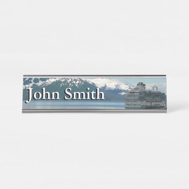 Alaskan Cruise Vacation Travel Photography Desk Name Plate (Front)