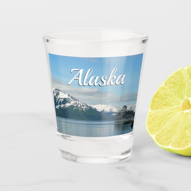 Alaskan Cruise Vacation Travel Photography Shot Glass (Front)