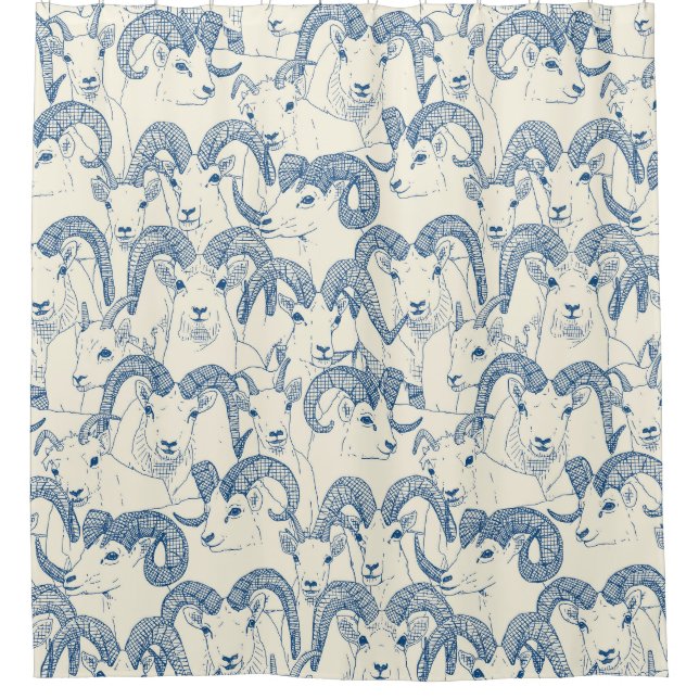 Alaskan Dall sheep classic blue pearl Shower Curtain (Front)