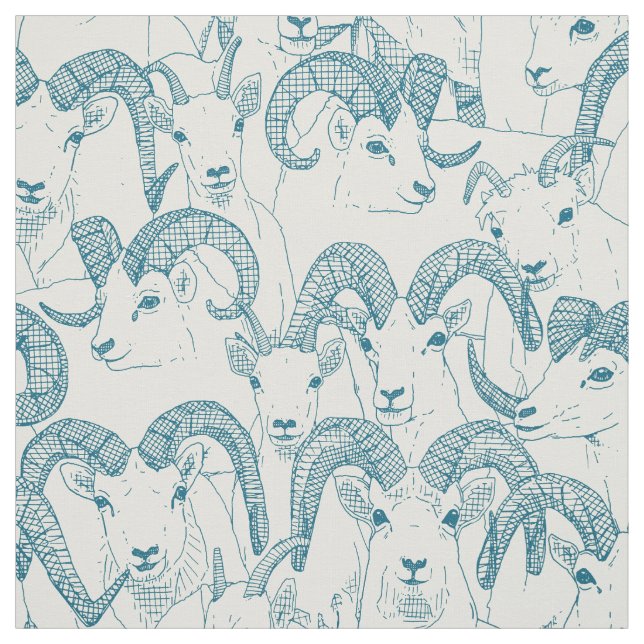 Alaskan Dall sheep peacock pearl Fabric (Swatch)