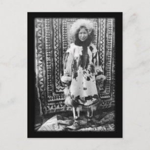 Alaskan Eskimo girl in traditional fur clothing Postcard