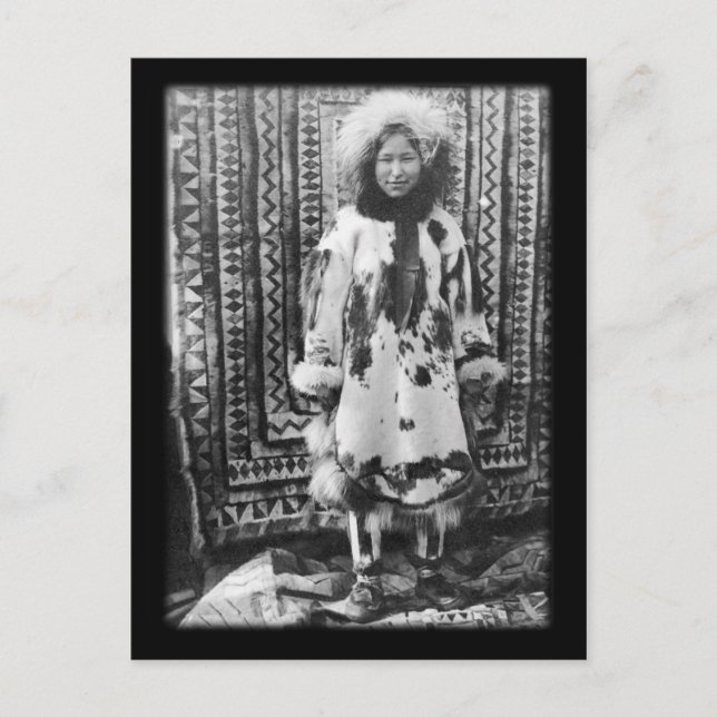 Alaskan Eskimo girl in traditional fur clothing Postcard (Front)