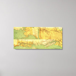 Alaskan Excursion Steam RoutePanoramic Map Canvas Print