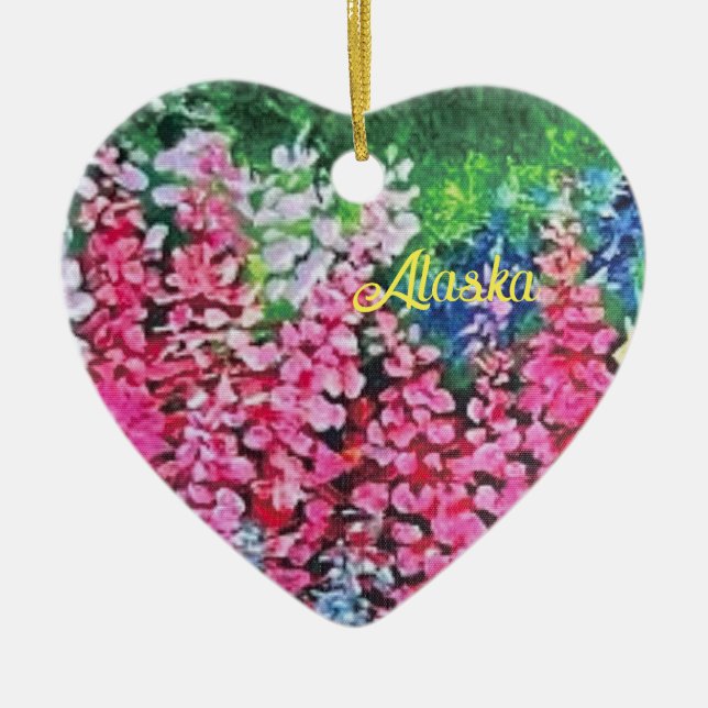 Alaskan Fireweed ceramic ornament (Front)