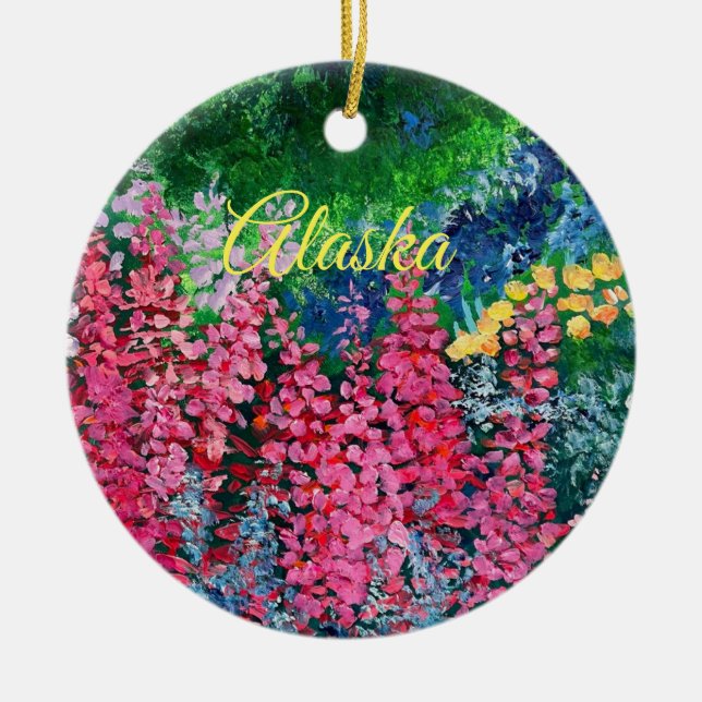 Alaskan Fireweed Ornament_ALASKA eCeramic Ornament (Front)