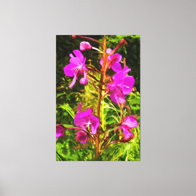Alaskan Fireweed Pink Wildflower Abstract Canvas Print (Front)