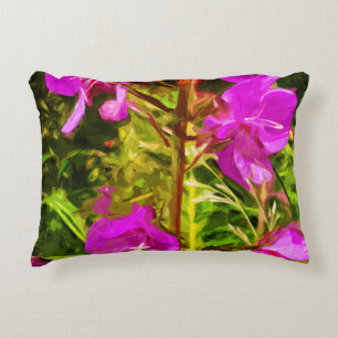 Alaskan Fireweed Pink Wildflower Abstract Decorative Cushion