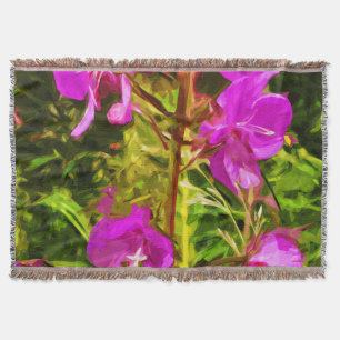 Alaskan Fireweed Pink Wildflower Abstract Throw Blanket