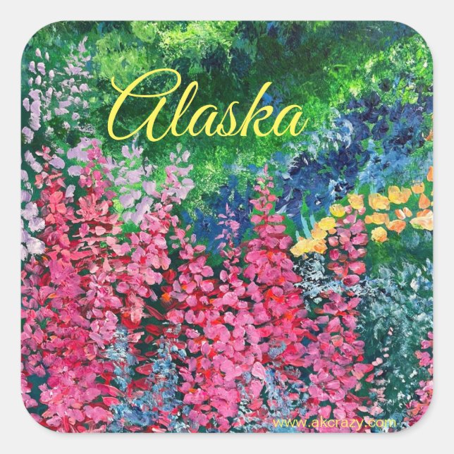 Alaskan Fireweed Square Sticker (Front)