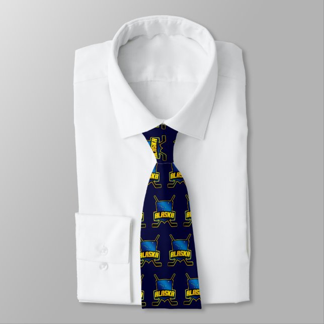 Alaskan Flag Ice Hockey Tie (Tied)