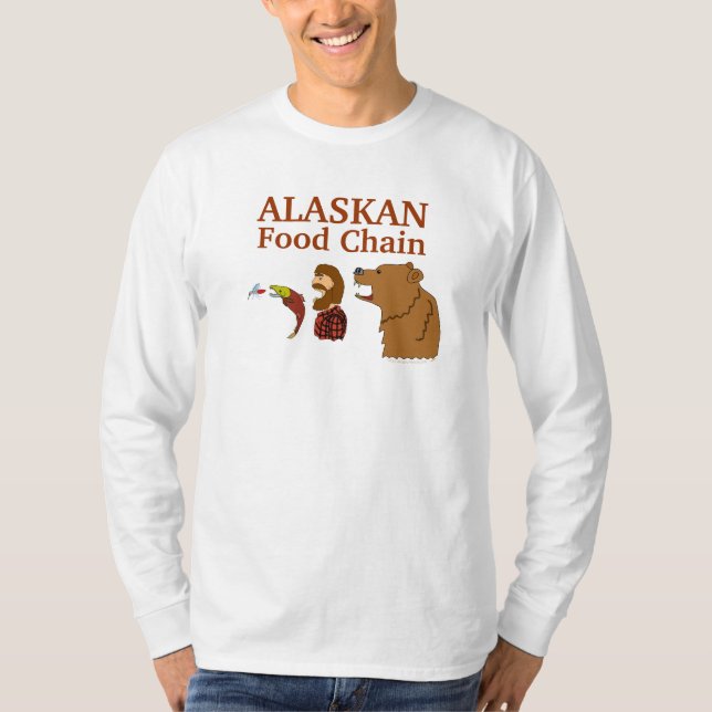 Alaskan Food Chain Funny Alaska Souvenir Tee (Front)