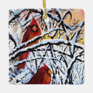 Alaskan Frozen Cardinals Holiday Ornament