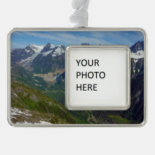 Alaskan Glacier-Carved Valley Silver Plated Framed Ornament