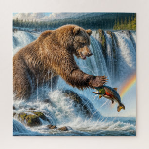 Alaskan Grizzly Bear Fishing Jigsaw Puzzle
