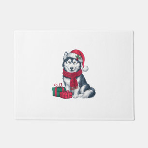 Alaskan Husky Dog Christmas Parties Holiday Santa Doormat