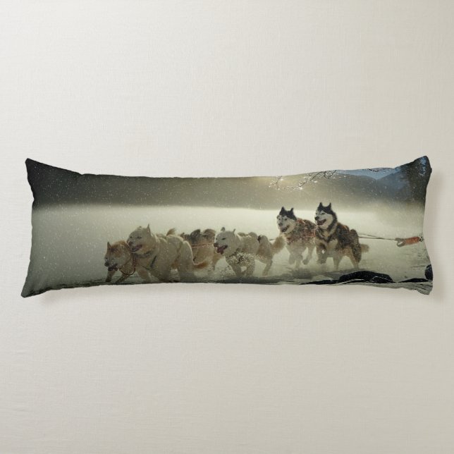 Alaskan Husky Dog Sled Race Body Cushion (Front)