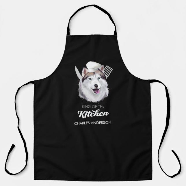 Alaskan husky King of the Kitchen Cooking Dog Chef Apron (Front)
