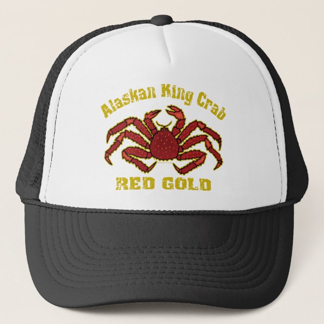 ALASKAN KING CRAB RED GOLD TRUCKER HAT (Front)