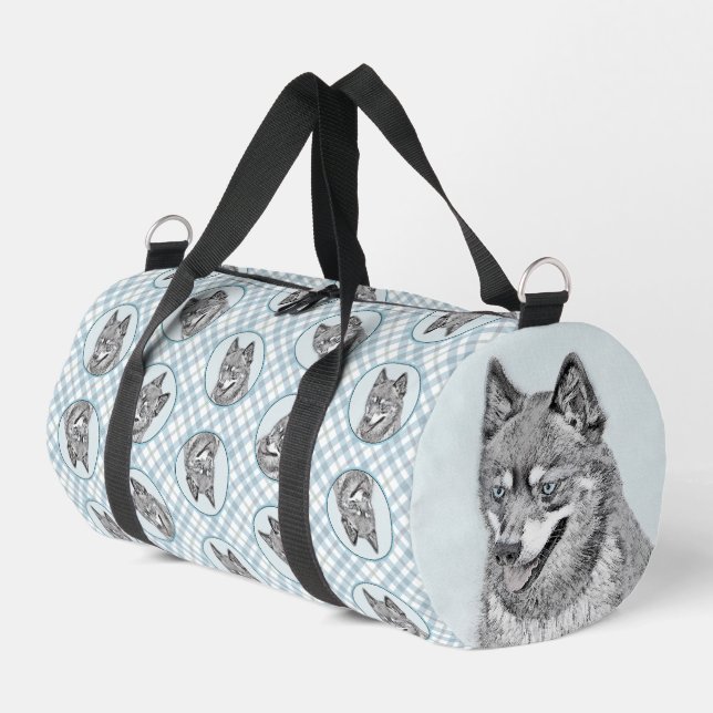 Alaskan Klee Kai AKK Husky Painting Cute Dog Art Duffle Bag (Left Corner)