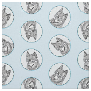 Alaskan Klee Kai AKK Husky Painting Cute Dog Art Fabric