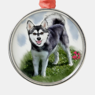 Alaskan Klee Kai Art Metal Tree Decoration