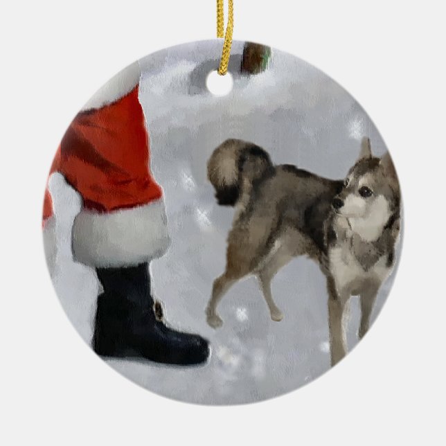 Alaskan Klee Kai Christmas Gifts Ceramic Tree Decoration (Front)