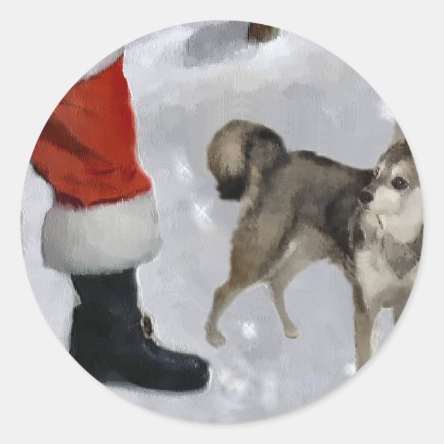 Alaskan Klee Kai Christmas Gifts Classic Round Sticker (Front)