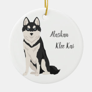 Alaskan Klee Kai Christmas Ornament. Klee Kai Snow Ceramic Tree Decoration