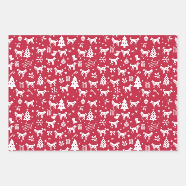 Alaskan Klee Kai Christmas Wrapping Paper Sheet (Front)