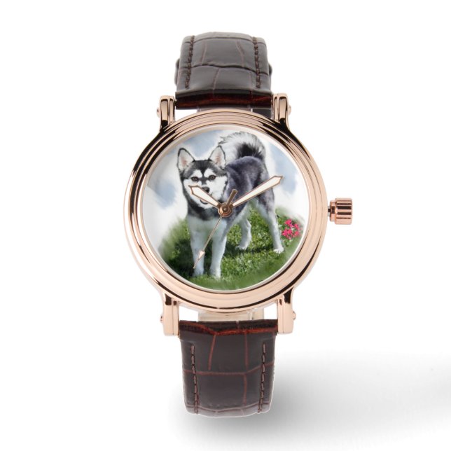 Alaskan Klee Kai Dog Art Watch (Front)