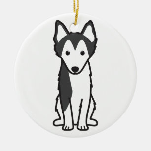 Alaskan Klee Kai Dog Cartoon Ceramic Tree Decoration