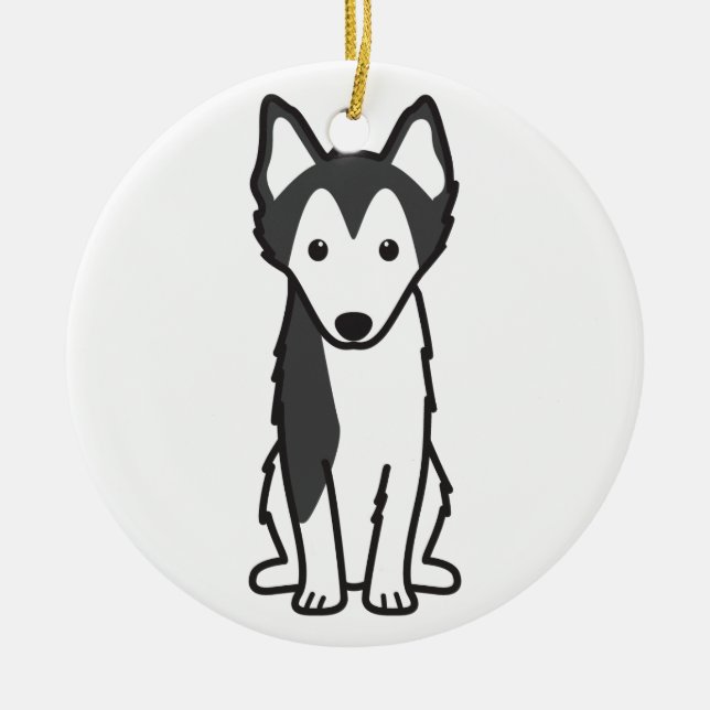 Alaskan Klee Kai Dog Cartoon Ceramic Tree Decoration (Front)