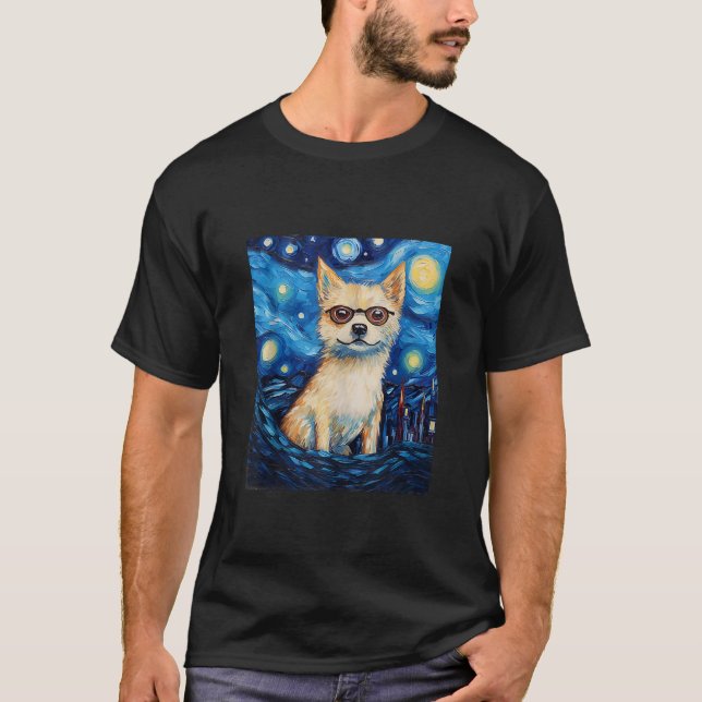 Alaskan Klee Kai Dog Funny Cute Dog In A Starry Sk T-Shirt (Front)