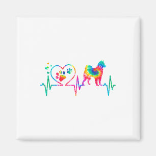 Alaskan Klee Kai Mum Dad Heartbeat Tie Dye Dog Gif Magnet