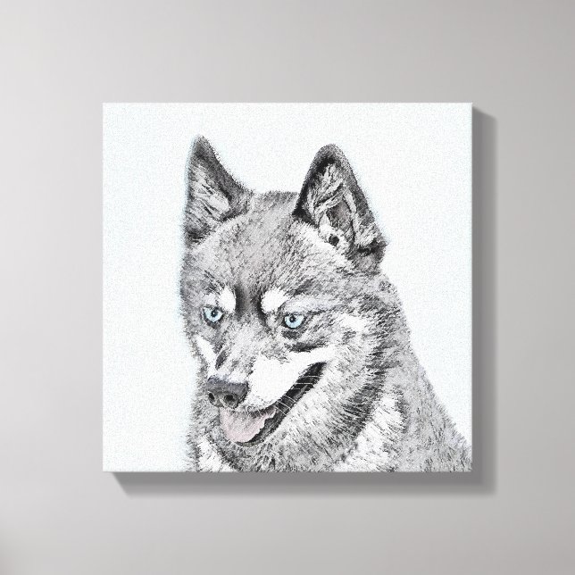 Alaskan Klee Kai Painting - Cute Original Dog Art Canvas Print (Front)